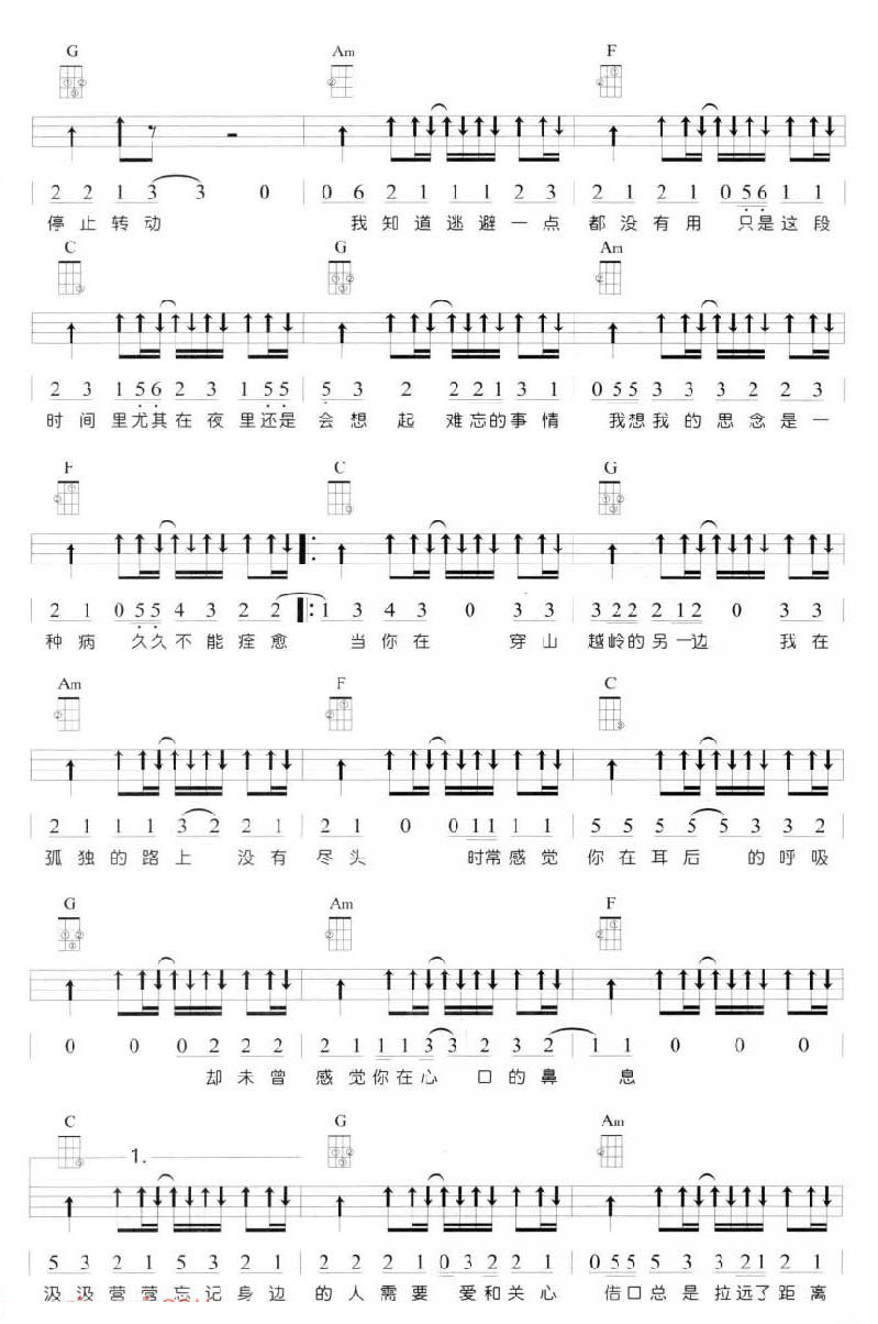 《思念是一种病吉他谱》_张震岳_C调_吉他图片谱2张 图2