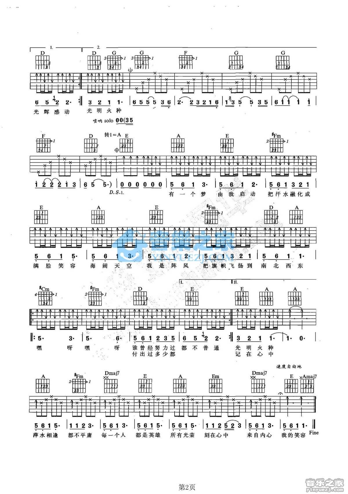 《我是明星吉他谱》_周华健_未知调_吉他图片谱2张 图2