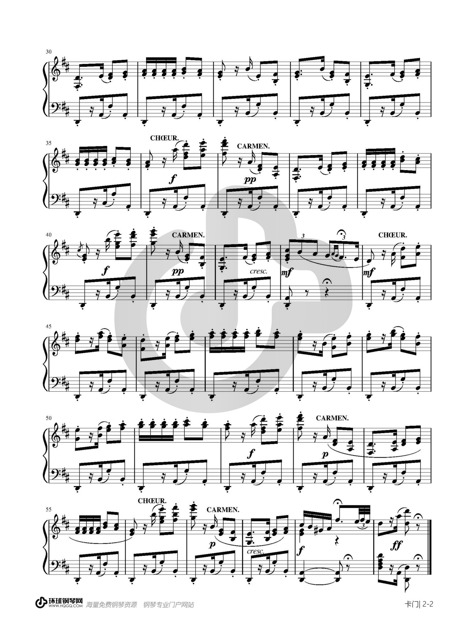 《卡门序曲》,Georges Bizet（六线谱 调和弦TXT吉他谱-虫虫吉他谱免费下载