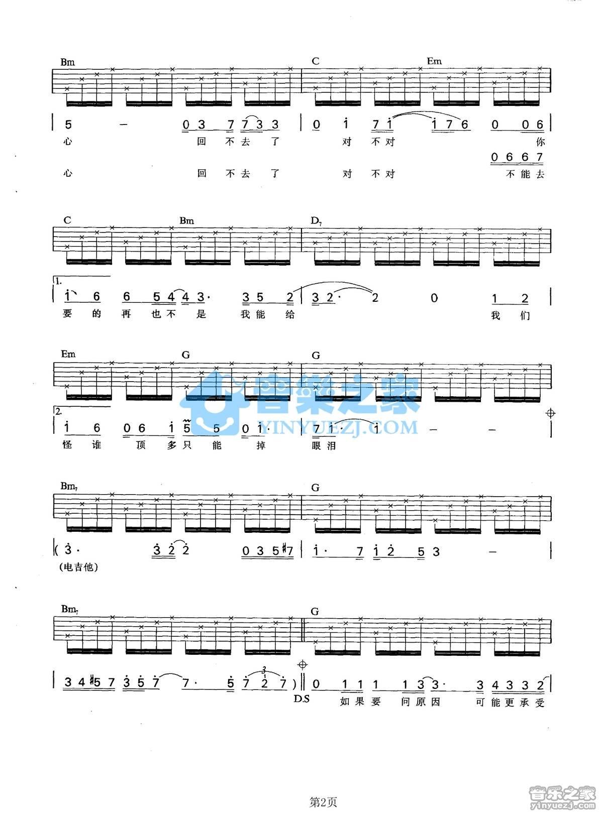 《回来吉他谱》_张信哲_G调_吉他图片谱2张 图2