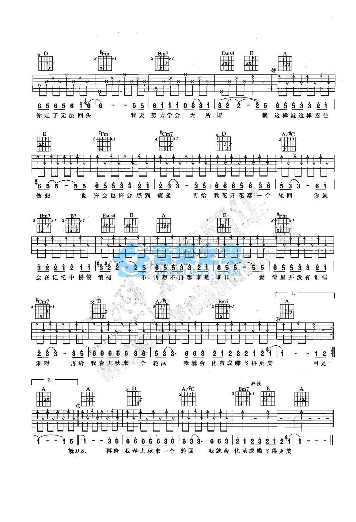 《爱情里没有谁对谁错吉他谱》_郑源_A调_吉他图片谱2张 图2