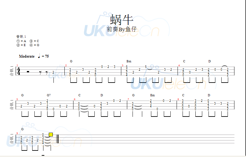 《蜗牛吉他谱》_周杰伦_C调_吉他图片谱2张 图1