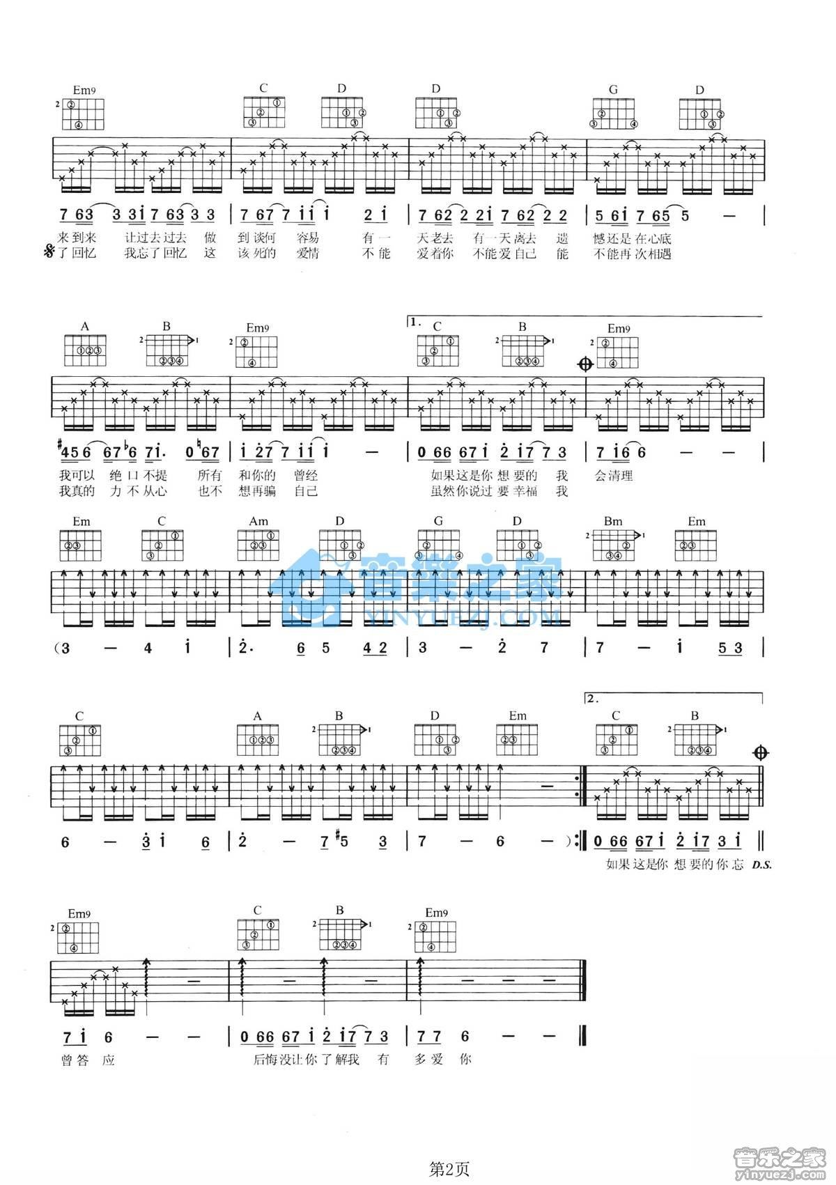 《该死的爱吉他谱》_张靓颖_G调_吉他图片谱2张 图2