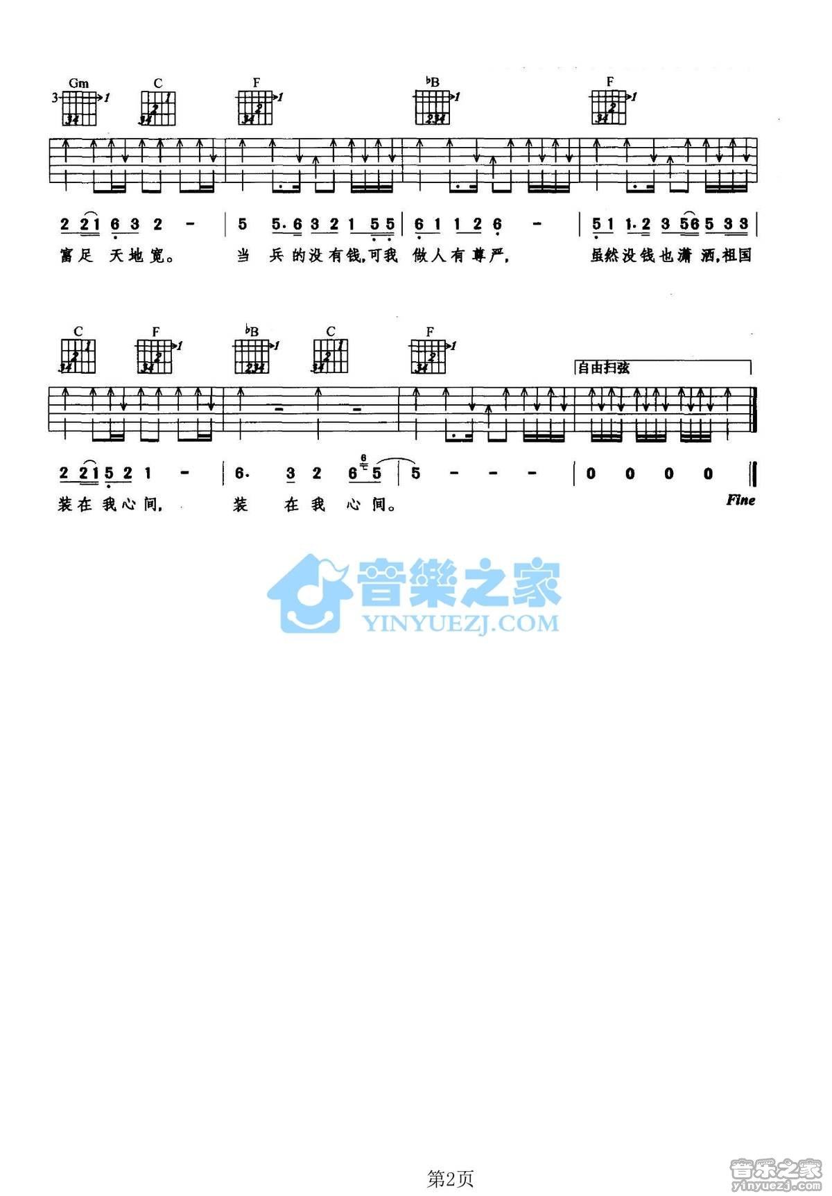 《没钱也潇洒吉他谱》_高歌_F调_吉他图片谱2张 图2