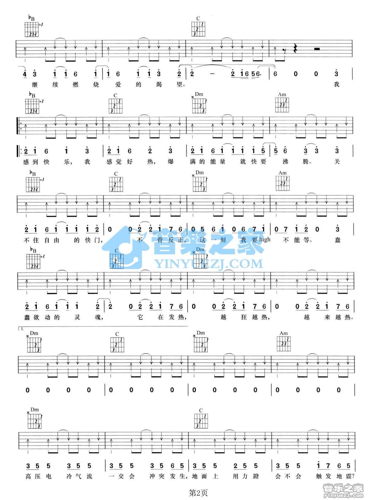 《热吉他谱》_张靓颖_F调_吉他图片谱2张 图2