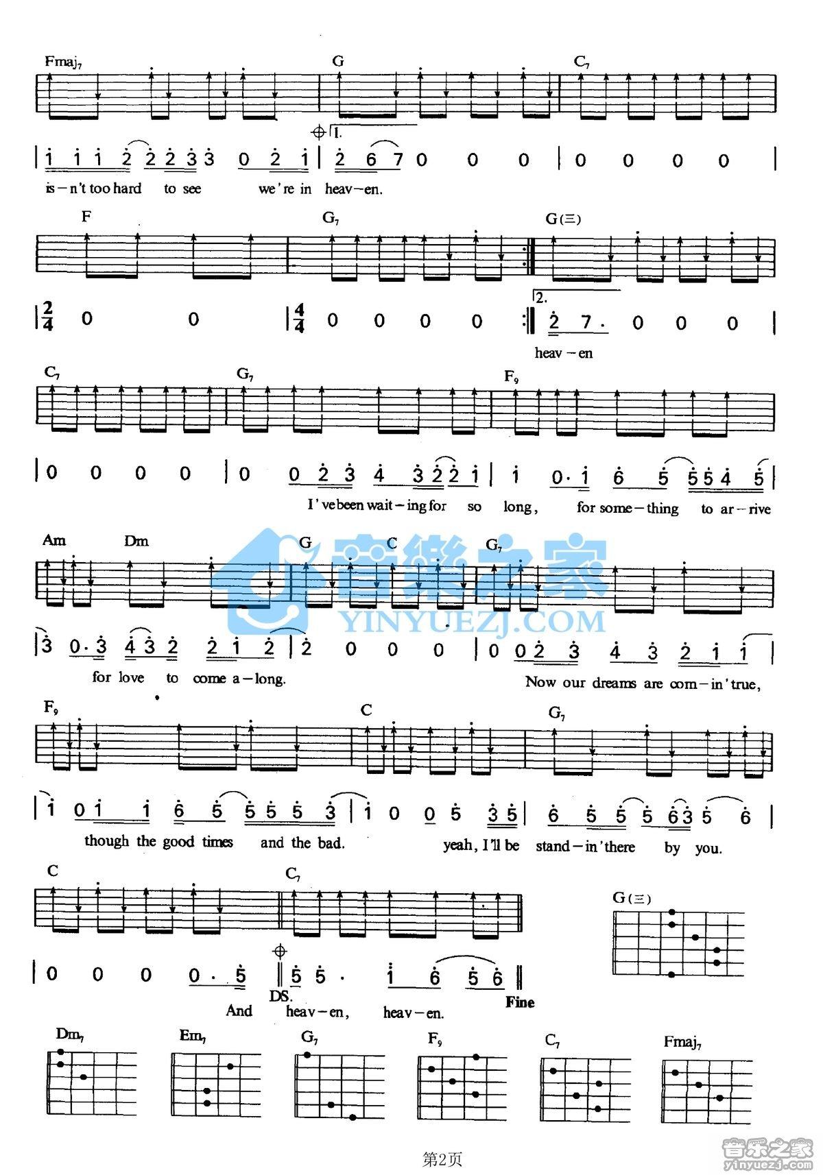 《heaven吉他譜》_bryan adams_c調_吉他圖片譜2張 圖2